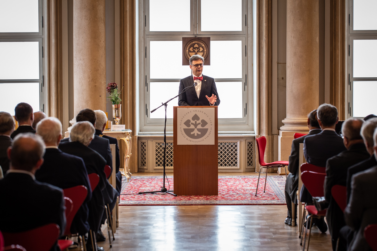Prof. Salzet´s laudation was read by Tomáš Hromádka, the Deputy Vice-President of the SAS for International Relations, who was also the event host